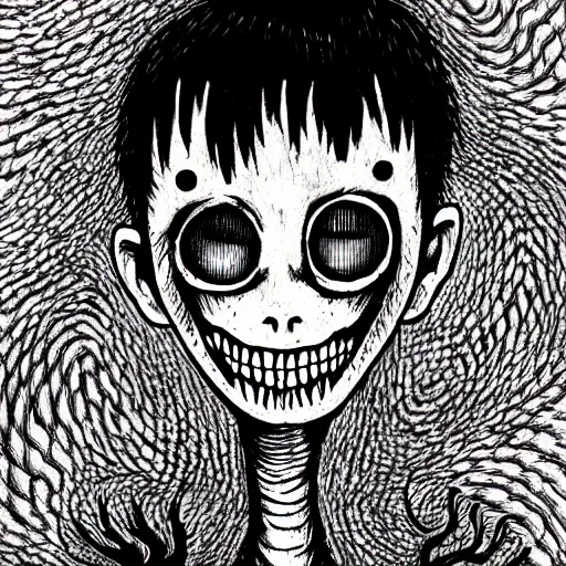 Prompt: a monster in the style of junji ito