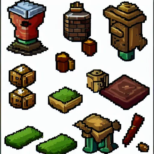 Image similar to collection of rpg game items, sprites, 2 d, pixel art
