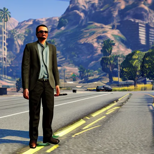 Prompt: GTA5 but the main character is stephen hawking