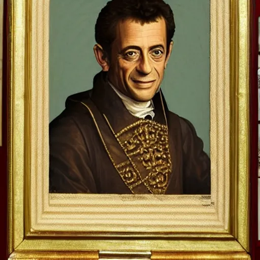 Image similar to renaissance portrait of Nicolas Sarkozy as a french king