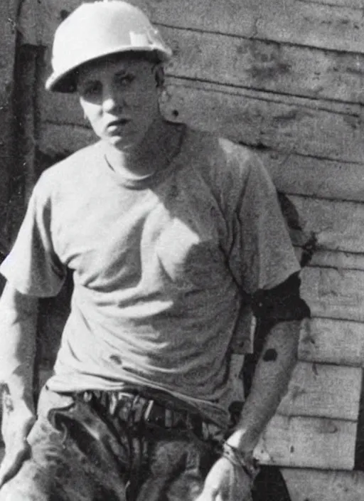 Image similar to old photo of eminem as a coal miner