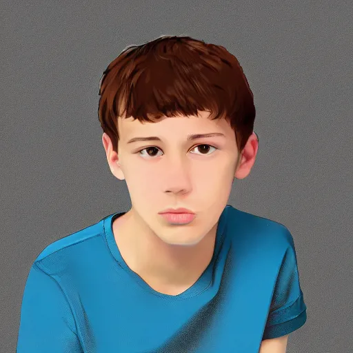Prompt: Portrait of 14 years old boy, digital art