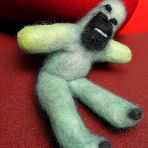 Prompt: a needle felted bigfoot, needle felting art.