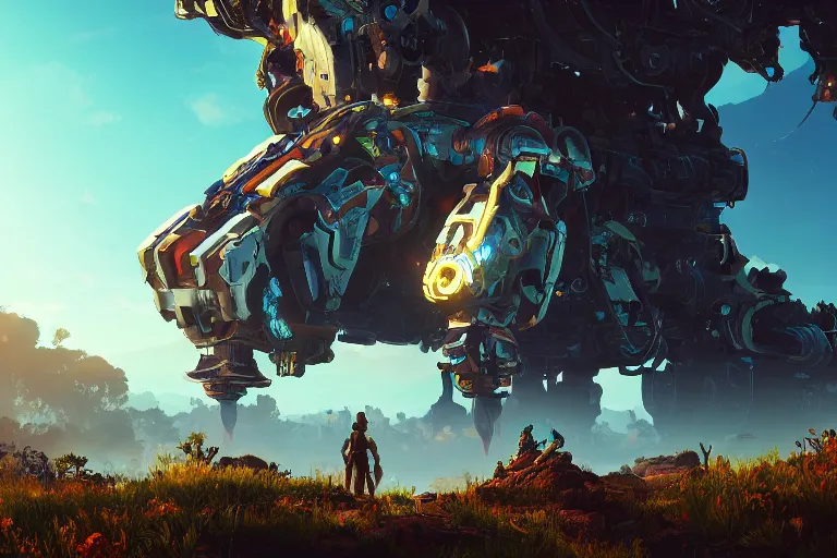 Image similar to watcher machine mecanical creature robot of horizon forbidden west horizon zero dawn bioluminiscence global illumination ray tracing hdr fanart arstation by ian pesty and alena aenami artworks in 4 k