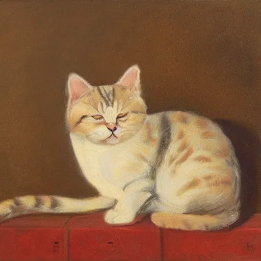 Image similar to portrait of a cat, oil paining