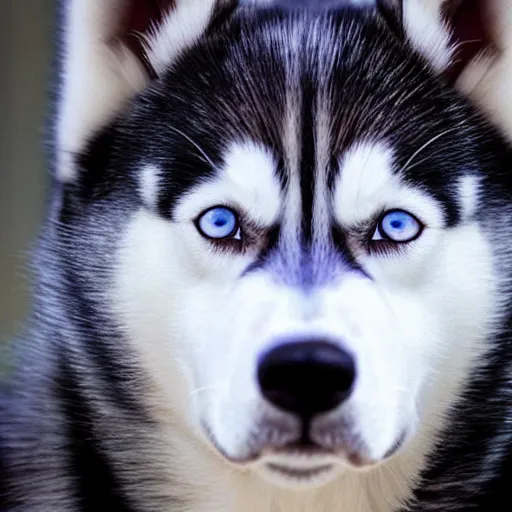 Image similar to a husky with black vest blue eyes