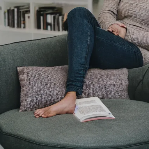 Image similar to person lounging on a pillow reading a book