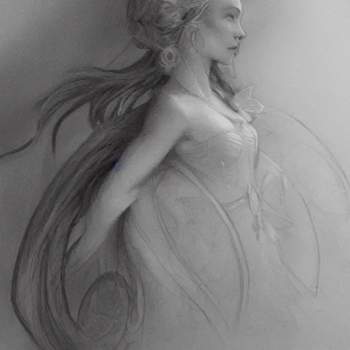 Image similar to pencil character study of a fairy by Even Amundsen