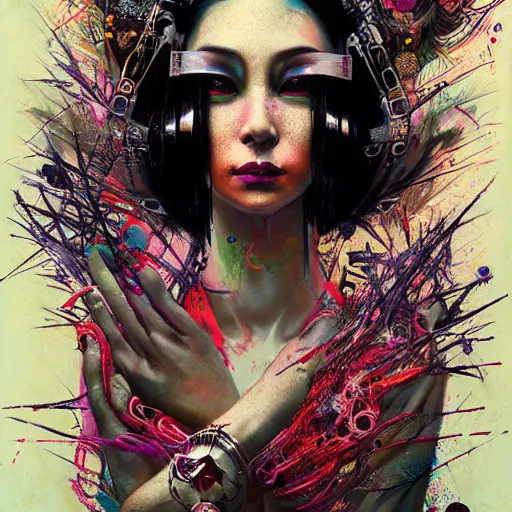 cyberpunk geisha, meditating, 8 k, by tristan eaton, | Stable Diffusion ...