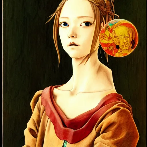 Image similar to prompt: Portrait painted in renaissance style drawn by Katsuhiro Otomo, inspired by Fables, china doll face, smooth face feature, intricate oil painting, high detail, sharp high detail, manga and anime 2000