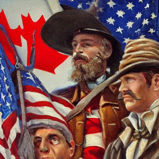 Prompt: the american was of canadian annexation 1 8 9 3 general close up painting