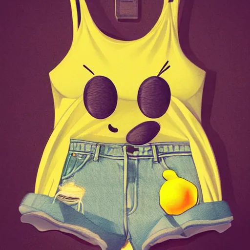 Image similar to anthropomorphic mouse wearing denim short shorts and yellow tank top, highly detailed, artgerm style, artstation, soft light, sharp focus, illustration, character design, concept art