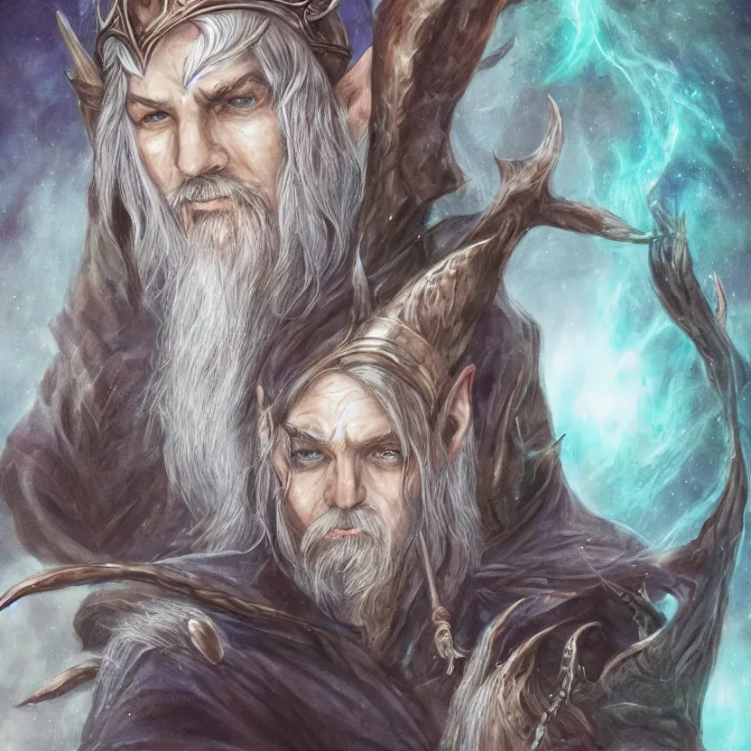 Image similar to Portrait photo of a fantasy elven wizard