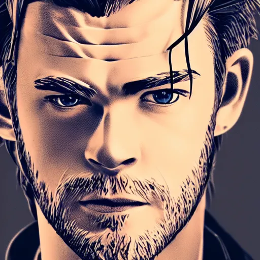 Image similar to Anime portrait of Chris Hemsworth, trending on artstation, artstationHD, artstationHQ, anime style, 4k, 8k