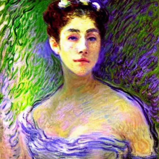 Image similar to Claude Monet, Impressionist Artists, beautiful Borg Queen, detailed, ethereal, Cybernetic implant H 768