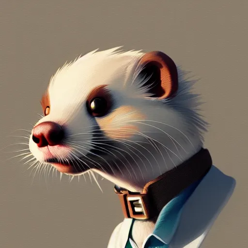 Image similar to a anthropomorphic ferret dressed as walter white, hyperdetailed, artstation, cgsociety, 8 k