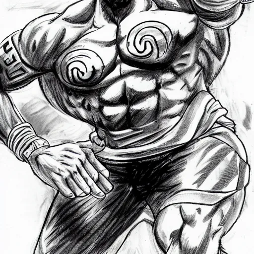 Image similar to dwayne johnson as manga character of one piece, ultra detail sketch