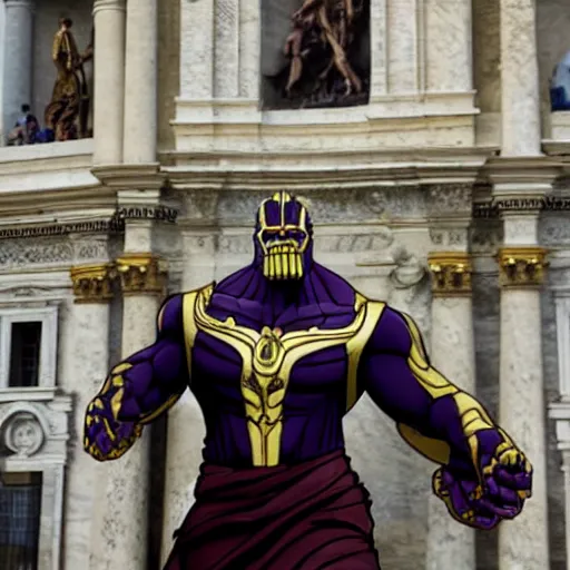 Image similar to a vacation photo of thanos visiting the vatican