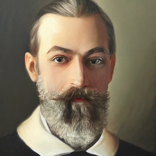 Image similar to detailed and realistic portrait painting of gentleman with monocle