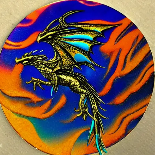 Prompt: indigo dragon with raven wings and holographic scales shimmering gold with deep orange background ultrarealistic 1 5 0 mpx