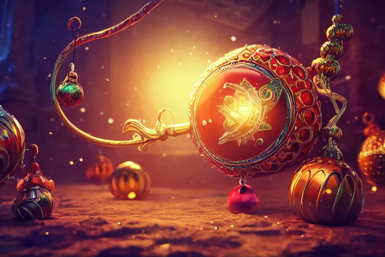 Image similar to an extremely detailed concept art of a fantasy jingle bell cracking open with magic, trending on artstation, digital art, 4 k, intricate, octane render, sharp focus