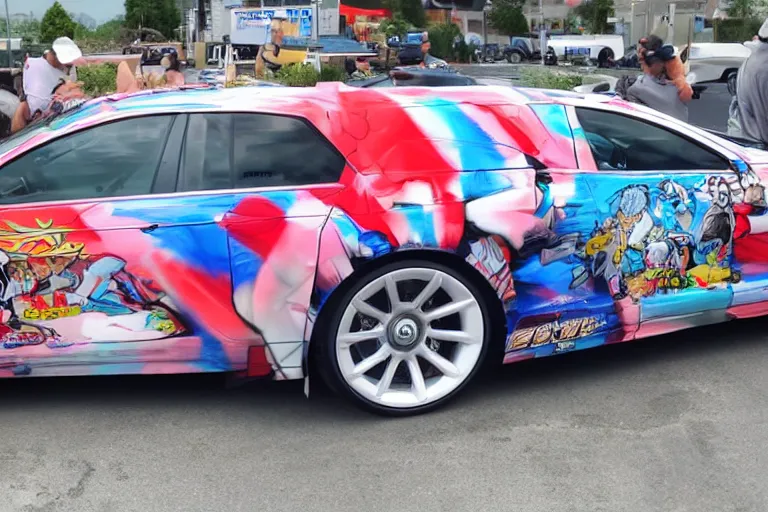 Image similar to trump-anime-car-wrap, side shot