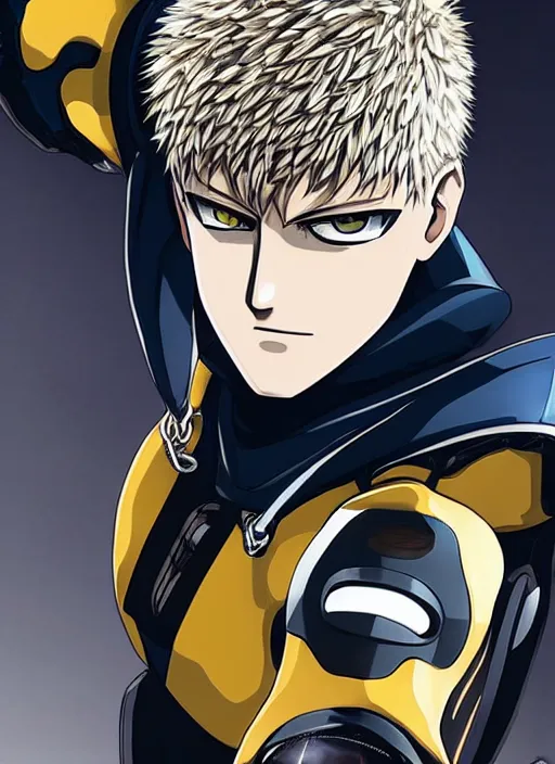 Image similar to A full portrait photo of real-life genos from one punch man, f/22, 35mm, 2700K, lighting, perfect faces, award winning photography.