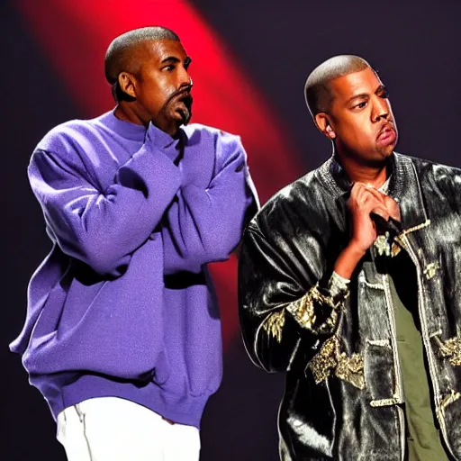 Image similar to kanye west & jay z performing the watch the throne tour at the nickelodeon's kid's choice awards, 2 0 1 1