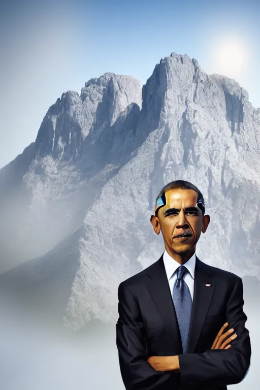 Image similar to obama nervously standing next to a mountain made of papers, photorealistic, intricate, 8 k highly professionally detailed, hdr, cgsociety