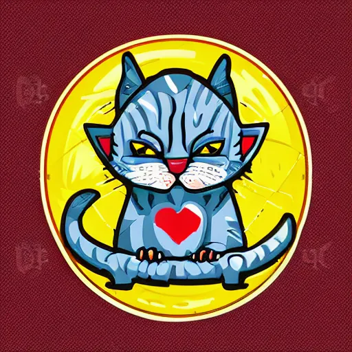 Image similar to Blood thirsty emperor of the world kitten, sticker, highly detailed, colorful, illustration, drama, smooth and clean vector curves, no jagged lines, vector art, smooth