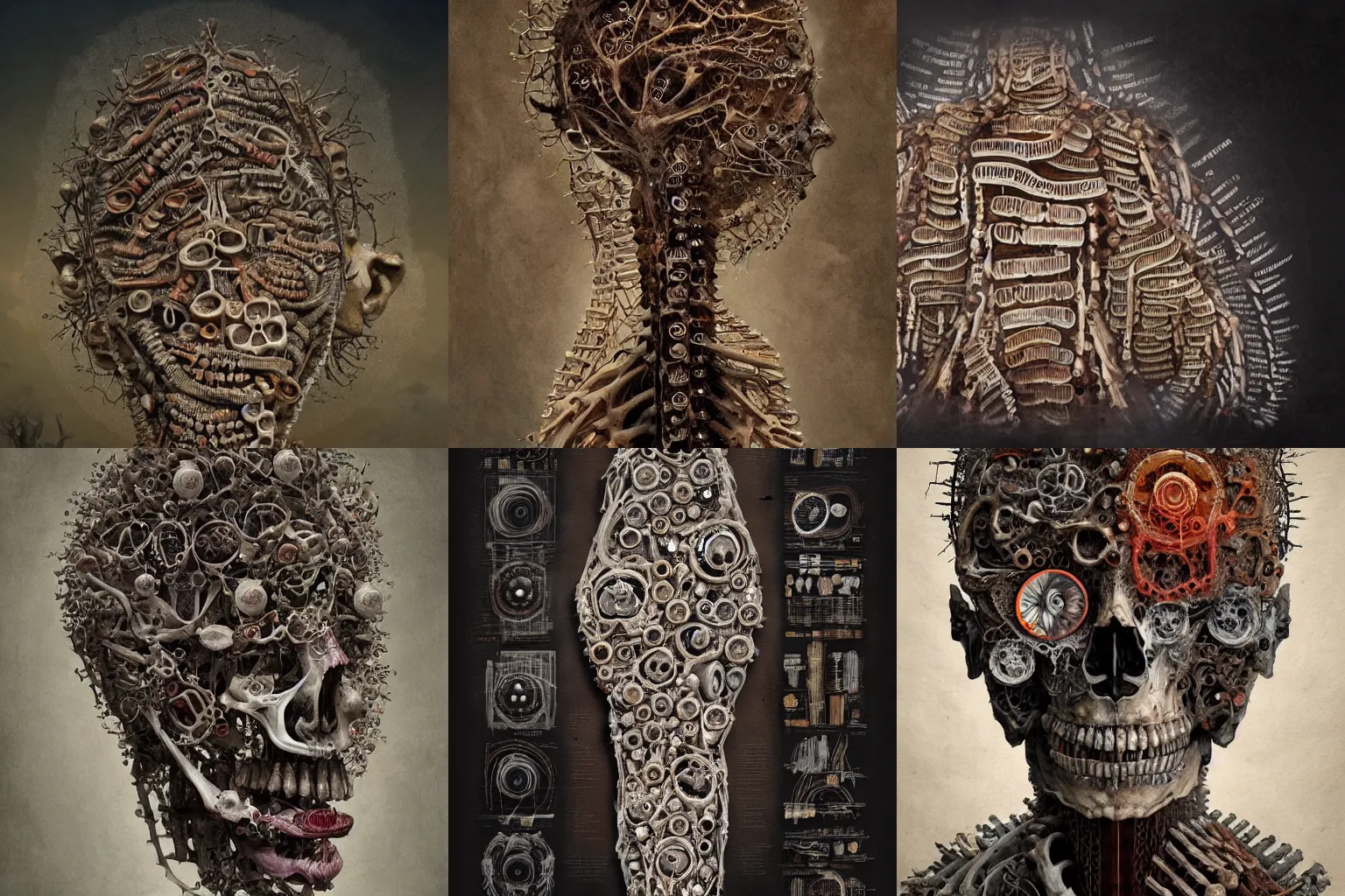 Prompt: mantra art made of organs and bones by Greg Rutkowski and Zdzislaw Belkinski , digital art, surreal, horror, HD, 8K