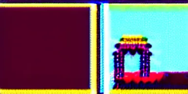 Prompt: pixel art dreamscape for the game boy color, fantastical wonderland