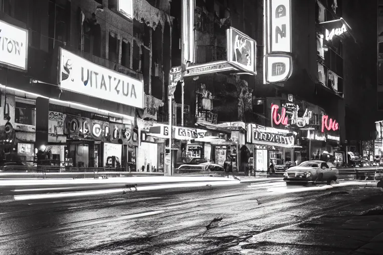 Image similar to a cinematic photograph of jesus walking through a utopian city street on a sunny day, rain falls, neon advertisement light up the street, ultra realistic, high definition