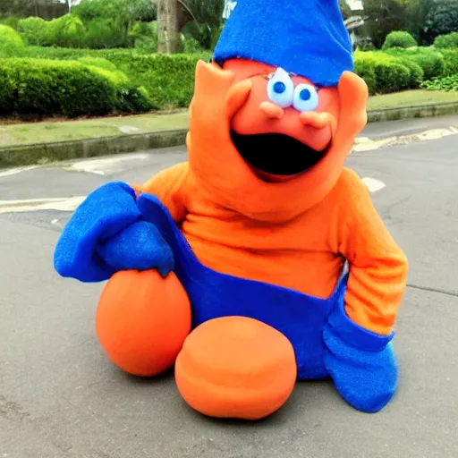 Image similar to papa smurf dressed as papaya