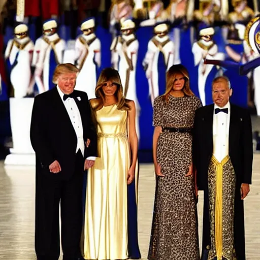 Image similar to donald and melania trump as egyptian king and queen, elegant, majestic, powerful