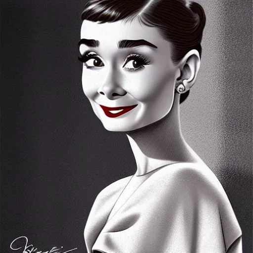 Prompt: gorgeous female Audrey Hepburn, 1930s style clothing, old photo from the 1930s, realistic character concept, medium shot, elegant pose, illustration, symmetrical face and body, realistic eyes, cinematic lighting, hyperdetailed, detailed realistic symmetrical, Charlie Bowater, Norman Rockwell, single face, insanely detailed and intricate, beautiful, elegant, autumn leaves background