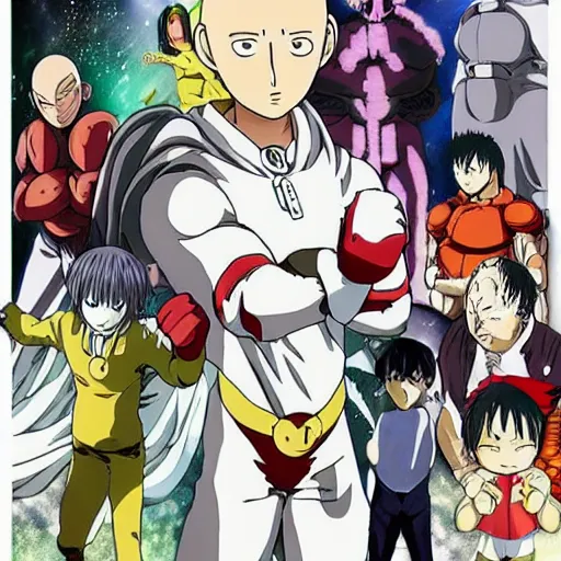 Image similar to One punch man in the style of Studio Ghibli