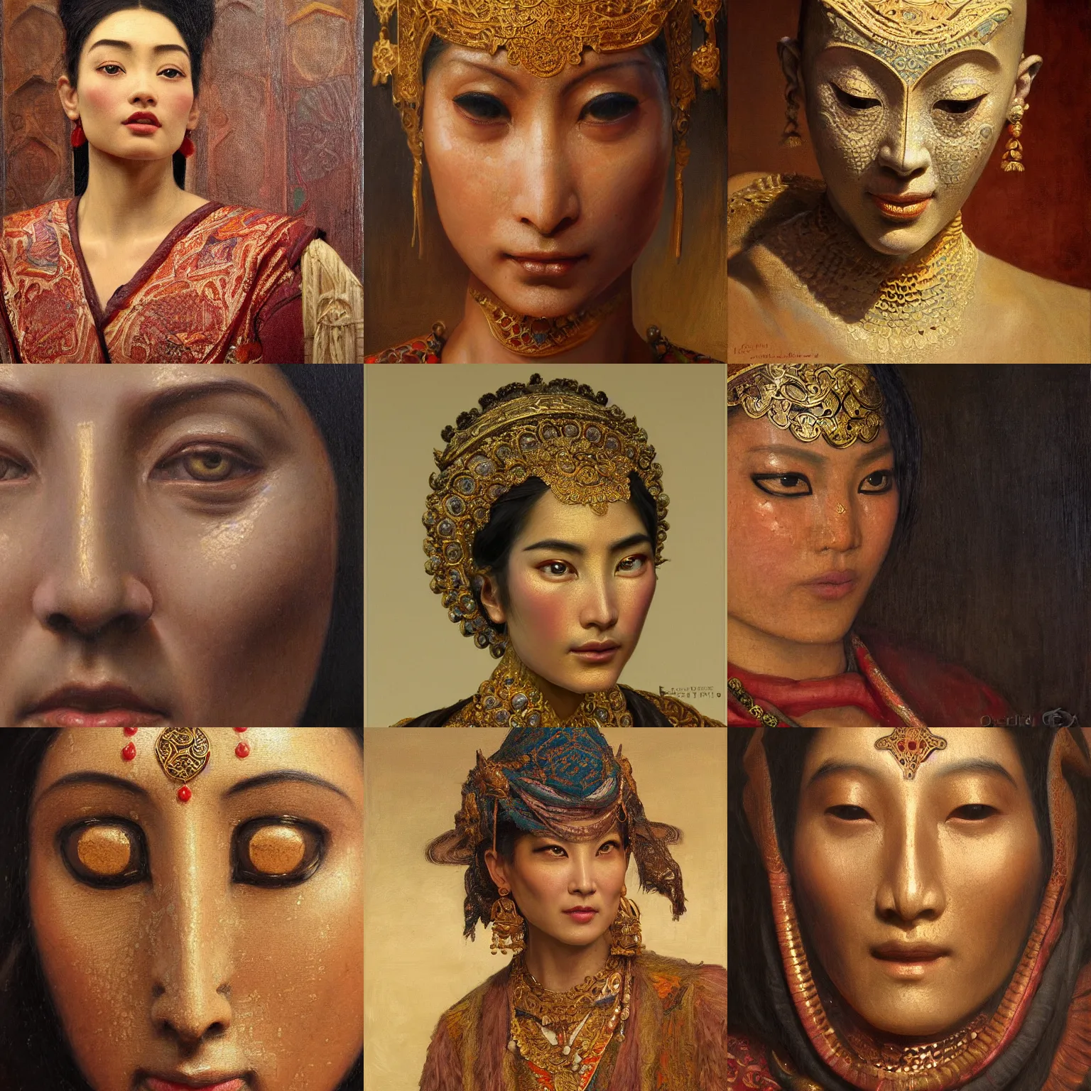 Prompt: orientalism yuan - ti face detail by edwin longsden long and theodore ralli and nasreddine dinet and adam styka, masterful intricate artwork. oil on canvas, excellent lighting, high detail 8 k