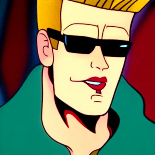 Prompt: a still of johnny bravo in twin peaks ( 1 9 9 0 ), tv still, hq, sharp, highly detailed