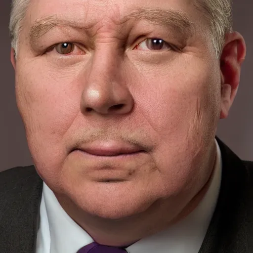 Image similar to augustus aloysius corporate portrait, senior sales marketing acquisitions ceo executive vp, purple green color scheme, professional studio lighting, hyperreal detailed lifelike facial features, corporate portraiture photographed by david lynch