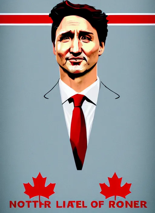 Prompt: propaganda poster justin trudeau as ruler of north korea, 8 k, trending on artstation