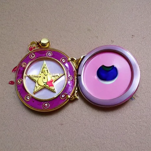 Prompt: 1995 Bandai Sailor Moon Locket Transformation Compact