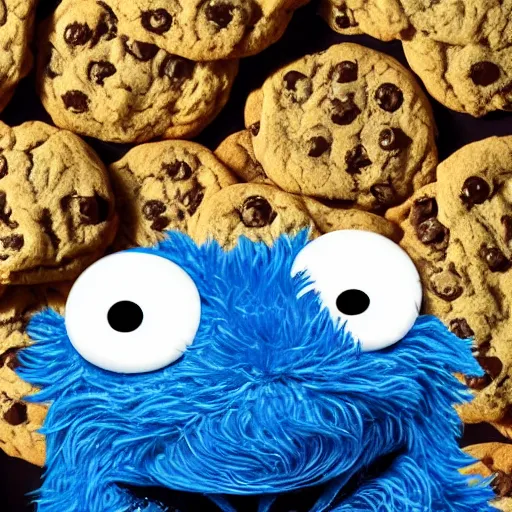Prompt: cookie monster reacting to his cookie stocks tanking