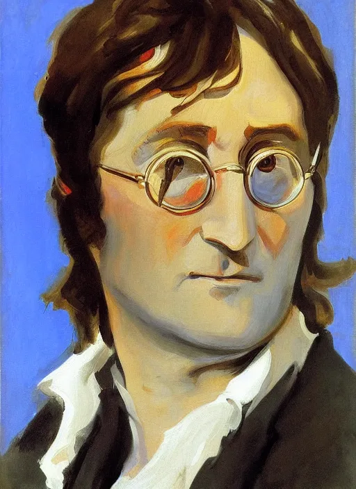 Prompt: portrait painting of john lennon by john singer sargent