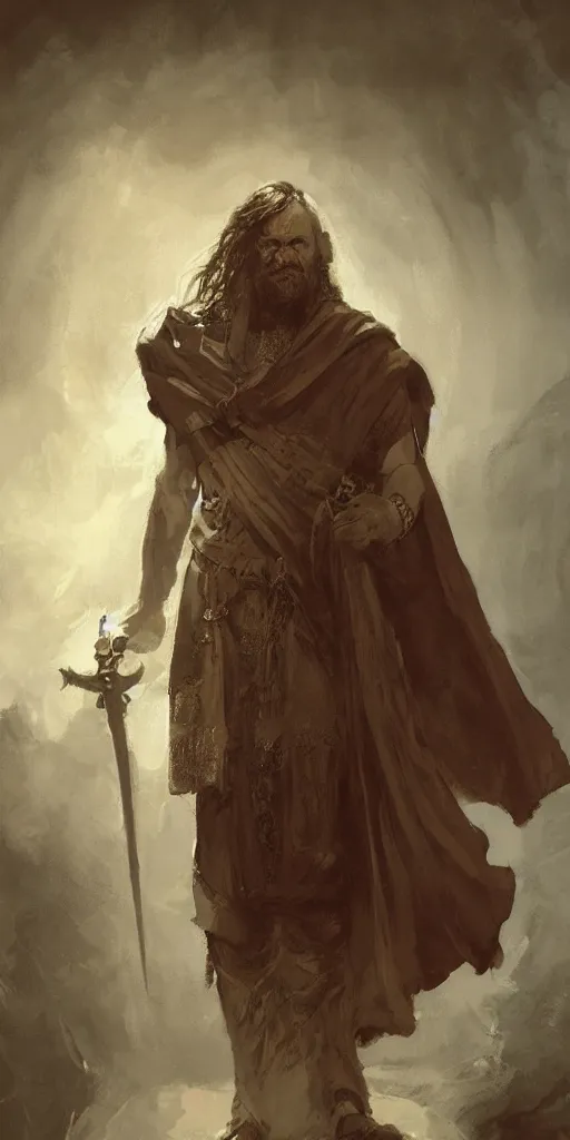 Image similar to a full body portrait of the ancient historical biblical evil pagan king ahab of Israel by craig mullins and marc simonetti, Ross Tran and WLOP, by Andrew Wyeth and Gerald Brom, In the style of John singer Sargent and James gurney, ARTSTATION, cgsociety, polycount, character design, CINEMATIC, AWE INSPIRING, BEAUTIFUL, ART GERM