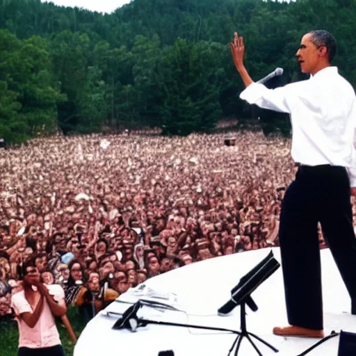Image similar to Barack Obama performing at Woodstock
