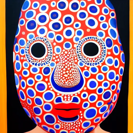 Image similar to a portrait a very ordinary person, by Yayoi Kusama, oil painting, pattern, anatomically correct, beautiful perfect face, brushstrokes, sharp focus, Highly Detailed
