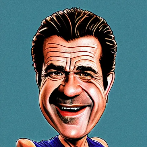 Image similar to a caricature illustration of mel gibson