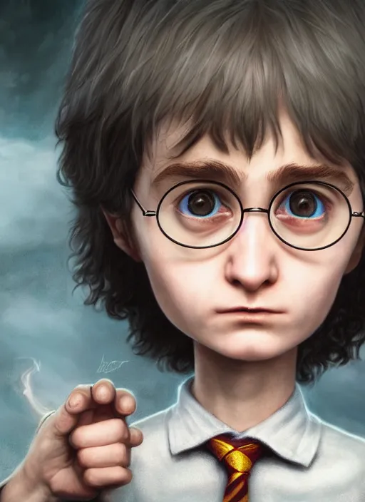 Prompt: highly detailed closeup portrait of harry potter, unreal engine, nicoletta ceccoli, mark ryden, lostfish, earl norem, global illumination, god rays, detailed and intricate environment