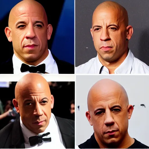 Vin Diesel doing the Rock raising eyebrow meme, Stable Diffusion